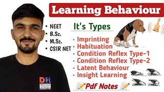 Learning Behaviour In Animals  Learning Behaviour amp Its Types  Ethology  By Dadhich Sir [upl. by Tatiania]