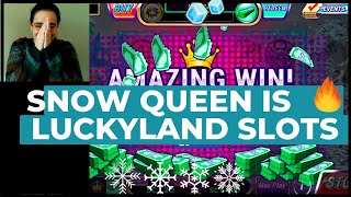 AMAZING WIN on SNOW QUEEN  First LUCKYLAND SLOTS Win In A Long Time [upl. by Llenna46]