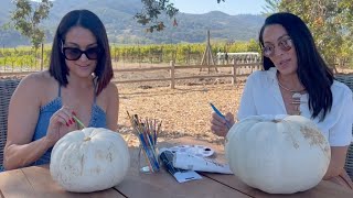 Painting Pumpkins for Halloween  DIY with Nikki amp Brie [upl. by Lenuahs]