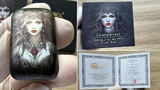 Germania Mint GODDESSES Series FREYJA 2 OZ AG 9999 CAST BAR [upl. by Anehsat]