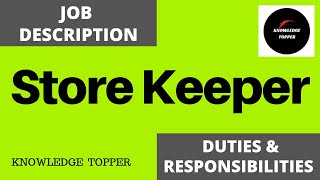 Store Keeper Job Description  Store Keeper Duties and Responsibilities  Store Keeper Resume [upl. by Jameson]