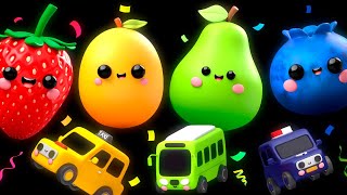 Baby Fruit Dancing with Toy Cars 🥳🥳🥳 SENSORY VIDEO 🌈🚕🚗🚓 [upl. by Nivrac]