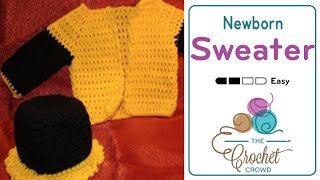 How To Crochet A Baby Sweater  The Crochet Crowd [upl. by Nirra]