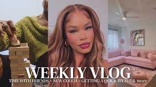 new couch getting a quick weave  going out a lot amp more  arnellarmon weekly vlog [upl. by Petulah]