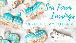 Sea Foam Earrings  Easy Polymer Clay Jewelry Tutorial [upl. by Rubinstein]