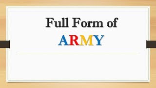 Full Form of ARMY  Did You Know [upl. by Mavra251]