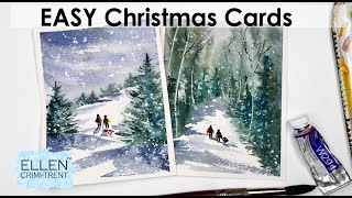 EASY Watercolor Christmas Cards [upl. by Valera28]