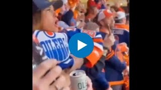 oilers fan flashes crowd nhl video  ice hockey fan goes viral after flashing  oilers fan flashes [upl. by Renny888]