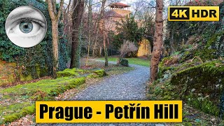 Prague Winter Walking Tour of Petřín Hill 🇨🇿 Czech Republic 4k HDR ASMR [upl. by Einnek404]