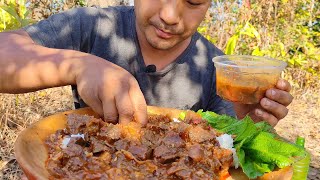 eating spicy mutton liver and meat gravy  kents vlog [upl. by Olpe690]