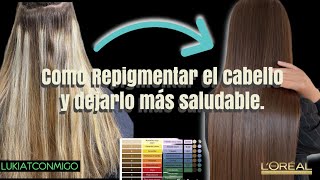 Como oscurecer cabello decolorado explicado paso a paso de cabello rubio claro a castaño [upl. by Cecilius]