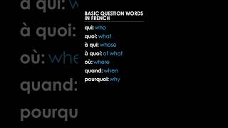 Basic Question Words In French  The Frenchville Shorts [upl. by Yttig]