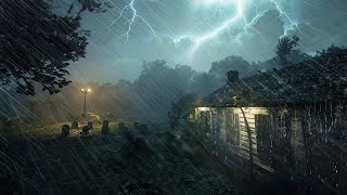 Powerful thunderstorm on a abandoned house with heavy rain strong wind at night  Rainstorm ASMR [upl. by Sonnnie417]