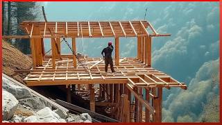 Man Builds Amazing House on Steep Mountain in 8 Months  Start to Finish by MrWildNature [upl. by Ynettirb]