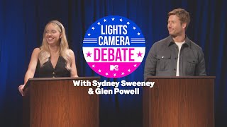 Lights Camera Debate w Sydney Sweeney amp Glen Powell  MTV [upl. by Shwalb]