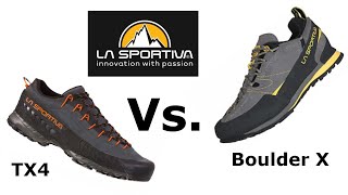 La Sportiva TX4 vs Boulder X  Unboxing and comparison [upl. by Anuayek]