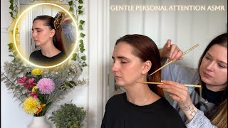 ASMR Soft Spoken Hair Pampering amp Touching on Shannon  Hair Brushing Hair Parting Jade Comb [upl. by Isia]