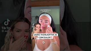 USING HIGHLIGHTER AS CONCEALER⁉️ makeuphacks skincare [upl. by Anihta]