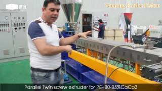 80 CaCo3 filler masterbatch Twin screw extruder with Aircooling [upl. by Reyem]