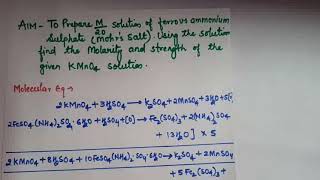 Calculation for Mohrs salt and KMnO4 titration [upl. by Waterer269]