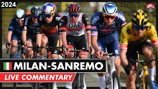 Milan San Remo 2024 Live Commentary  Mathieu van der Poel Tadej Pogacar On the Poggio [upl. by Dusa]