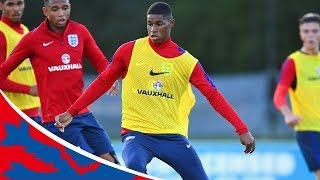 Rashford shows off skills in training with England U21s  Inside Training [upl. by Ordnassela]