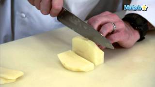 Knife Skills  How to Cut a Paysanne With a Potato [upl. by Ojeitak]