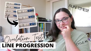 OPK Line Progression Cycle 6  Long lh surge and Multiple Positive tests  TTC Baby 3 Cycle 6 [upl. by Arodoet]