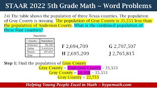 2022 STAAR Math  5th Grade Word Problems Part 1 [upl. by Sillek]