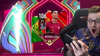 I Opened World Cup Packs Until I Got 106 Ronaldo Max Rated Him and Got a Hattrick on FIFA Mobile 22 [upl. by Nolat]