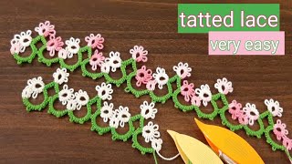 102 Beautiful tatted lace  Shuttle tatting [upl. by Aelaza]