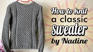 Вязание свитера спицами How to knit a classic sweater [upl. by Oilejor]