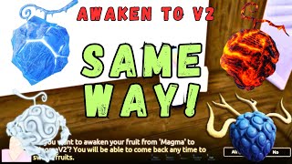 How to awaken any fruit ice v2 magma v2 ETC  Fruit Battlegrounds [upl. by Esinehc]