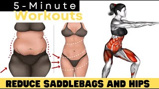 Reduce SADDLEBAGS in 2 WEEKS  Outer and Inner Thigh Workout  5 Minutes Workouts [upl. by Ilaw]