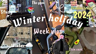 فلوق أسبوع من العطلة الشتوية⛈ my vision board 2024 دراسة📚، جيم، قهوة☕،week vlog in winter [upl. by Nalyd80]