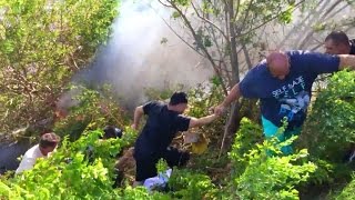 Watch Group of Strangers Form Human Chain To Rescue Driver After Car Crash [upl. by Halstead195]