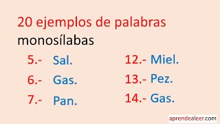 20 ejemplos de palabras monosilabas [upl. by Aicele903]