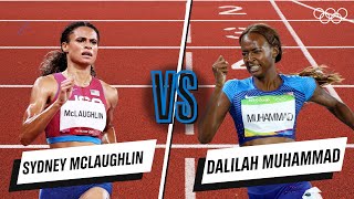 Sydney McLaughlin 🆚 Dalilah Muhammad  400m hurdles  Headtohead [upl. by Celestia]