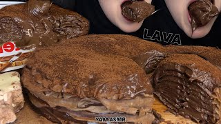 🍫ASMR ULTIMATE NUTELLA CHOCOLATE CREPE CAKE MUKBANG 누텔라 크레이프 케이크  ヌテラのクレープケーキ 能多益可麗餅蛋糕 [upl. by Dviad547]