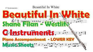 Shane Filan  Beautiful In White  Music Sheet Play Along for C Instruments  FLUTE VIOLIN [upl. by Acireed]