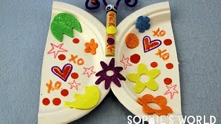 How to Make a Paper Plate Butterfly  sophieworldcom [upl. by Ssac]