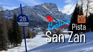 Pista San Zan soleggiata pista blu di Cortina dAmpezzo dolomitisuperski cortinadampezzo tofane [upl. by Ayad621]