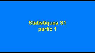 Statistique S1 partie 1 quot introduction et notions de base quot [upl. by Endo]