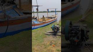 Diesel Engine Start With Boat Help starting engine boat shortsvideo [upl. by Alcus]