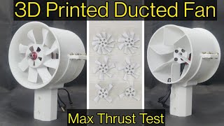 80 mm Electric Ducted Fan with Stator Blades  3D Printed  Max thrust test [upl. by Arteid]