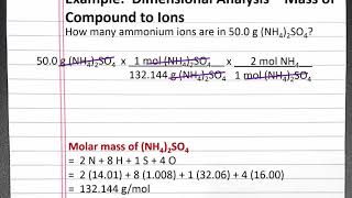 CHEMISTRY 101  Dimensional Analysis mass of compound to ions [upl. by Brunn]