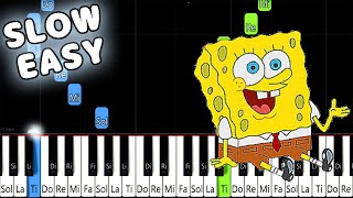 Spongebob Theme Song  SLOW EASY Piano Tutorial animelovemen [upl. by Werd]