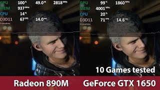 GeForce GTX 1650 vs Radeon 890M Ryzen AI 9 HX 370 Comparison in 10 Games at 1080p [upl. by Nosdrahcir]