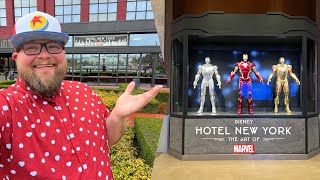 Disneys Hotel New York  The Art of Marvel In Disneyland Paris Resort Tour amp Walt’s Restaurant [upl. by Euqinobe459]