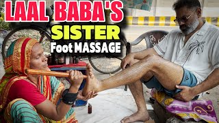 Wooden stick foot massage therapy by Laal baba’s sister Saraswati Devi  ASMR  Indian Massues [upl. by Ayotyal895]